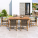 7 Piece Patio Dining Set, Slatted Table & 6 Chairs For Patio Garden - Mocha / Teak