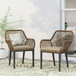 Modern Wicker Dining Club Chair With Water Resistant Cushions - Brown / Beige