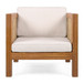 Outdoor Club Chair With Rope Arm And Cushions - Beige / Teak