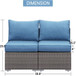 Armless Patio Sofa Set, With UV Resistant Frame And Waterproof Cushions - Blue / Brown