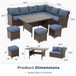 7 Piece Patio Dining Set With Cushions, Modular Sectional Sofa & Storage Table