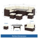 7 Piece Outdoor Dining Set With Cushions, Modular Sectional Sofa And Table