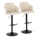 Dahlia - Adjustable Barstool With Swivel (Set of 2) - Black Metal And Cream Faux Leather With Rounded T Footrest