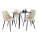 Clara - Giovani 5 Piece Dining Set - Black Metal, Clear Glass, Cream Faux Leather