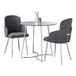 Cece - Dahlia 3 Piece Dining Set - Chrome Metal, Clear Glass, Gray Fabric