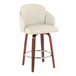 Dahlia - Fixed-Height Counter Stool (Set of 2) - Walnut Wood, Cream Faux Leather, Chrome Metal