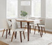 Folia - Toriano 5 Piece Dining Set - Walnut Wood, Beige Fabric