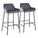 Daniella - Contemporary/Glam Fixed-Height Barstool (Set of 2) - Silver Velvet Fabric