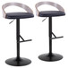 Grotto - Adjustable Barstool (Set of 2) - Black Faux Leather And Light Gray Wood