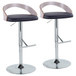 Grotto - Adjustable Barstool (Set of 2) - Black Faux Leather And Light Gray Wood
