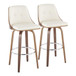 Gianna - 30" Fixed-Height Barstool (Set of 2) - Walnut Wood With Round Footrest