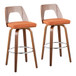 Trilogy - Mid-Century Modern Barstool (Set of 2) - Walnut And Orange Fabric
