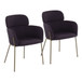 Milan - Contemporary Chair (Set of 2) - Antique Brass Metal And Purple Noise Fabric