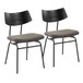 Walker - Mid-Century Modern Chair (Set of 2) - Black Metal, Dark Gray Faux Leather, And Black Wood