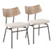 Walker - Mid-Century Modern Chair (Set of 2) - Brown Metal, Cream Noise Fabric, And White Washed Wood