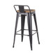 Oregon - Industrial Low Back Barstool (Set of 2) - Black Metal And Wood-Pressed Grain Bamboo