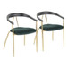 Vanessa - Contemporary Chair (Set of 2) - Gold Metal And Green Velvet With Black Wood Accent