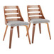 Trevi - Mid-Century Modern Dining / Accent Chair (Set of 2) - Walnut Wood With Gray Fabric