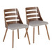 Trevi - Mid-Century Modern Dining / Accent Chair (Set of 2) - Walnut Wood / Gray Fabric