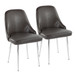 Marcel - Contemporary Dining Chair (Set of 2) - Chrome Frame And Gray Faux Leather