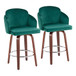 Dahlia - Contemporary Counter Stool With Velvet Seat (Set of 2) - Walnut Wood
