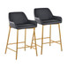 Daniella - Fixed-Height Counter Stool With Gold Frame (Set of 2)