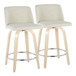 Tintori - Fixed-Height Swivel Counter Stool With Natural Wood Frame (Set of 2)