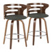 Cosi - Fixed-Height Swivel Barstool (Set of 2) - Walnut Frame