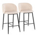 Luna - Fixed-Height Counter Stool (Set of 2) - Black Metal And Velvet