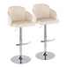 Dahlia - Contemporary Adjustable Barstool (Set of 2) - Chrome Metal Frame