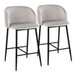 Luna - Pleated Waves Fixed-Height Counter Stool (Set of 2) - Black Metal And Velvet