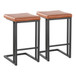Roman - Contemporary Fixed-Height Counter Stool (Set of 2) - Black Metal And Camel Faux Leather