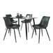 Clara - Durango Contemporary 5 Piece Dining Room Set - Black Metal, Clear Glass And Green Vintage Faux Leather With Orange Zig Zag Stitching