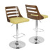 Trevi - Mid-Century Modern Adjustable Barstool With Swivel - Walnut And Green
