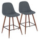Pebble - Counter Stool - Walnut Wood And Blue (Set of 2)