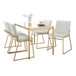 Fuji - Dutchess Contemporary 5 Piece Dining Room Set - Gold Metal, White Marble Tabletop And Cream Velvet