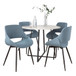 Cosmo - Fabrico Contemporary 5 Piece Dining Room Set - Black Metal, White Marble Tabletop And Blue Fabric