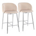Luna - Fixed-Height Counter Stool (Set of 2) - Chrome Metal And Velvet
