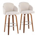 Dahlia - Contemporary Fixed-Height Barstool (Set of 2) - Walnut Wood, Chrome Footrest