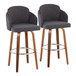 Dahlia - Contemporary Fixed-Height Barstool (Set of 2) - Walnut Wood, Chrome Footrest