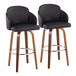 Dahlia - Contemporary Fixed-Height Barstool (Set of 2) - Walnut Wood, Chrome Footrest
