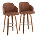 Dahlia - Contemporary Fixed-Height Barstool (Set of 2) - Walnut Wood, Chrome Footrest