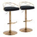 Charlotte - Glam Adjustable Swivel Barstool (Set of 2) - Gold Frame