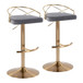 Charlotte - Glam Adjustable Swivel Barstool (Set of 2) - Gold Frame
