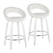 Cinch - Contemporary Fixed-Height Swivel Counter Stool (Set of 2) - White Wood, Round Chrome Footrest
