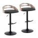 Cassis - Adjustable Swivel Barstool (Set of 2) - Black Metal Frame And Light Gray Wood