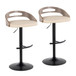 Cassis - Adjustable Swivel Barstool (Set of 2) - Black Metal Frame And Light Gray Wood
