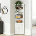 Tall Corner Storage Cabinet With 2 Doors, 5-Tier With Adjustable Shelve, Freestanding - White