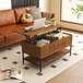 Rectangle Lift Top Coffee Table With Hidden Storage And Lower Shelf - Brown