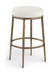 Ferro - Performance Fabric Upholstered Backless Bar Stool - Cream / Antique Brass